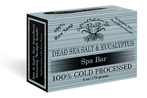 Signature 100% Cold Processed, Raw Bar Soap: DEAD SEA SALT & EUCALPTUS (6oz)