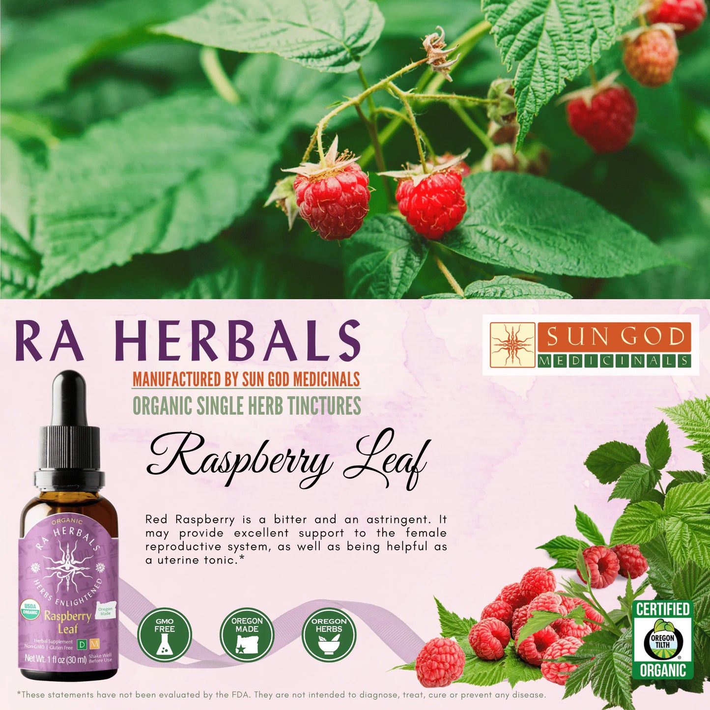 Ra Herbals Certified Organic Raspberry Leaf Tincture